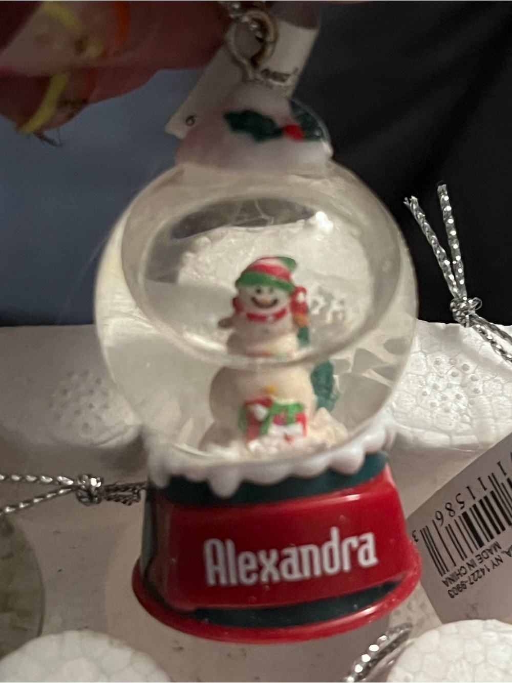 Red Snowman Mini Snow Globe Ornament